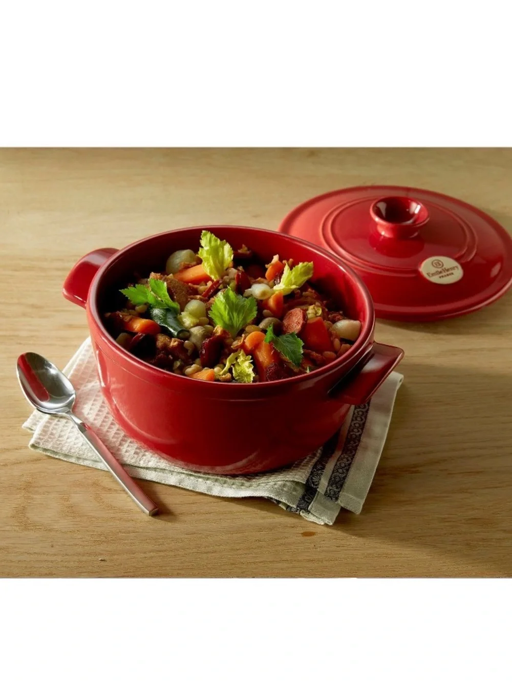 Red Ceramic Casserole with Lid